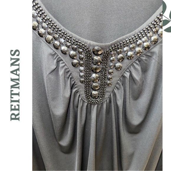 🛍️3/$40 Reitmans Black Embellished Neckline Sleeveless Top Waistband Size 3X - Picture 4 of 5